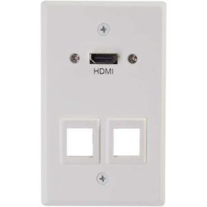 C2G 60161 HDMI Pass Through Single Gang Wall Plate with Two Keystones - White