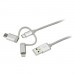 StarTech.com LTCUB1MGR USB Multi-Charger Cable - Lightning, USB-C, Micro-B - Braided - 1 m (3 ft.)