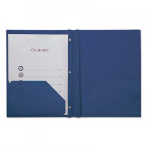 Universal UNV20552 Plastic Twin-Pocket Report Covers with Fasteners,3Fasteners,100 Sheets,RoyalBlue