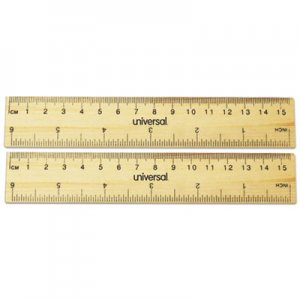 Universal UNV59024 Flat Wood Ruler, Standard/Metric, 6"