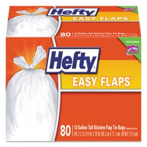 Hefty PCTE84563CT Easy Flaps Trash Bags, 13 gal, 0.69 mil, 23.75" x 28", White, 480/Carton