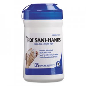 Sani Professional NICP13472 Sani-Hands ALC Instant Hand Sanitizing Wipes, 7.5x6, White, 135/Canister,12/Ctn