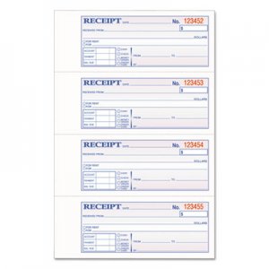 Adams ABFTCH1185 TOPS 3-Part Hardbound Receipt Book, 7 x 2 3/4, Carbonless, 200 Sets/Book