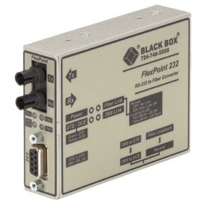 Black Box ME662A-SST FlexPoint Modular Media Converter, RS-232 to Fiber, Single-Mode, 30 km, ST