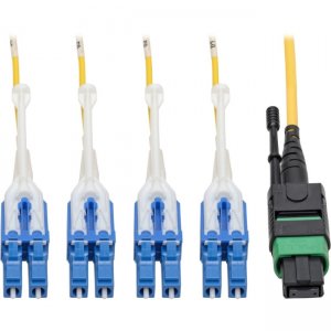 Tripp Lite N390-03M-8LC-AP MTP/MPO to 8xLC Singlemode Breakout Patch Cable, Yellow, 3 m