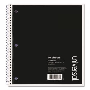 Universal UNV66630 Wirebound Notebook, 4 sq/in Quadrille Rule, 10.5 x 8, White, 70 Sheets
