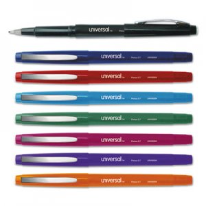 Universal UNV50504 Deluxe Porous Tip Stick Pen, Assorted Ink, Medium, 8 per Pack