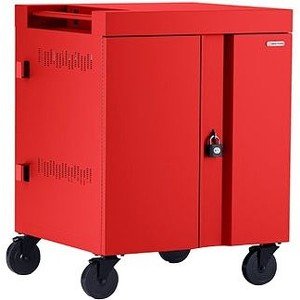 Bretford TVC16PAC-RED CUBE Cart AC for Up to 16 Devices w/Back Panel, Red Paint