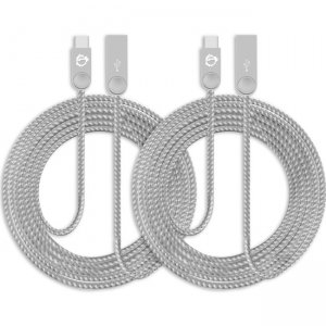 SIIG CB-US0N11-S1 Zinc Alloy USB-C to USB-A Charging & Sync Braided Cable - 6.6ft, 2-Pack