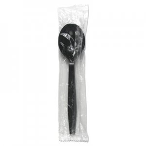 Boardwalk BWKSSHWPPBIW Heavyweight Wrapped Polypropylene Cutlery, Soup Spoon, Black, 1000/Carton