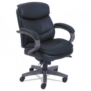 La-Z-Boy LZB48963A Woodbury Mid-Back Executive Chair, Supports up to 300 lbs., Black Seat/Black Back, Weathered Gray