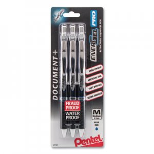 Pentel PENBLP77BP3C EnerGel PRO Retractable Gel Pen, Medium 0.7mm, Blue Ink, Black Barrel, 3/Pack