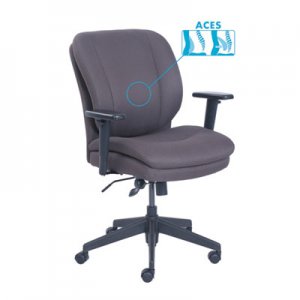 SertaPedic SRJ48967B Cosset Ergonomic Task Chair, Supports up to 275 lbs., Gray Seat/Gray Back, Black Base