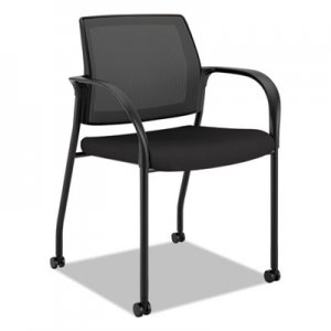 HON HONIS107HIMCU10 Ignition 2.0 Ilira-Stretch Mesh Back Mobile Stacking Chair, Black Fabric