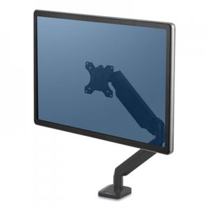 Fellowes FEL8043301 Platinum Series Single Monitor Arm, For 30" Monitors, 360 deg Rotation, 180 deg Tilt, 360 deg Pan, Black