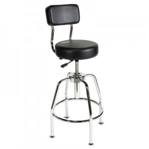 ShopSol SSX3010002 Heavy-Duty Shop Stool, 34" Seat Height, Supports up to 300 lbs., Black Seat/Black Back, Chrome Base