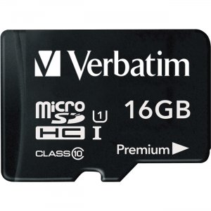 Verbatim 44082 16GB Premium microSDHC Memory Card with Adapter, UHS-I Class 10