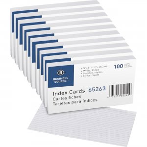 Business Source 65263BX Ruled White Index Cards BSN65263BX