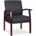 Lorell 68556 Black Leather/Wood Frame Guest Chair LLR68556
