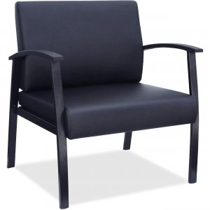 Lorell 68557 Big & Tall Black Leather Guest Chair LLR68557