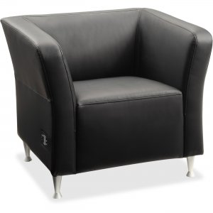 Lorell 86916 Fuze Modular Series Black Leather Guest Seating LLR86916