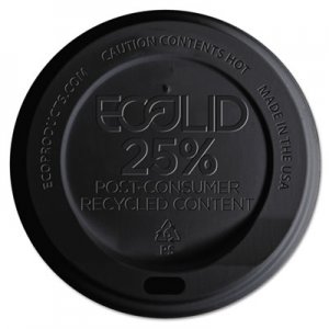 Eco-Products ECOEPHL16BR EcoLid 25% Recy Content Hot Cup Lid, Black, F/10-20oz, 100/PK, 10 PK/CT