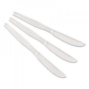 Dixie DXEKH017 Heavyweight Polystyrene Cutlery, Knives, Clear, 1000/Carton