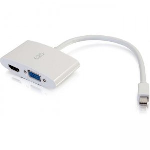 C2G 28272 8in Mini DisplayPort to HDMI or VGA Adapter Converter - White