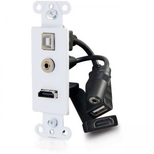 C2G 39873 Decorative HDMI Wall Plate with USB and 3.5mm White