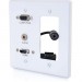 C2G 39877 Decorative Dual Gang VGA, 3.5mm Audio and HDMI Wall Plate White