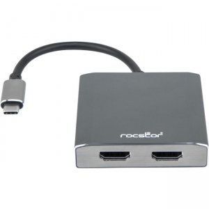 Rocstor Y10A203-A1 Premium USB-C to Dual DisplayPort Adapter - 4K 60Hz - Mac and Windows Compatible