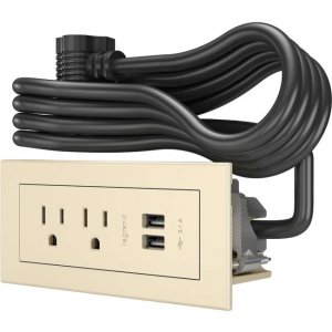 Wiremold 16366 Radiant Furniture Power Center (2) Outlet (2) USB, White