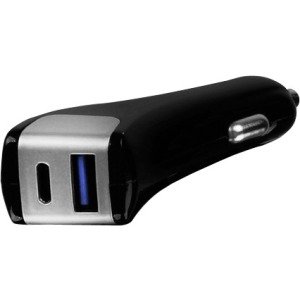 Aluratek AUCC13F 2-Port USB Car Charger with Type-C and Quick Charge 3.0