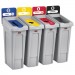 Rubbermaid Commercial RCP2007919 Slim Jim Recycling Station Kit, 92 gal, 4-Stream Landfill/Paper/Plastic/Cans