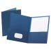 Oxford OXF57572 Leatherette Two Pocket Portfolio, 8 1/2" x 11", Blue, 10/PK