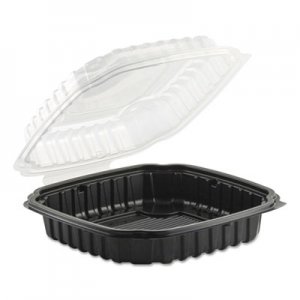 Anchor Packaging ANZ4669111 Culinary Basics Microwavable Container, 46.5 oz, Clear/Black, 100/Carton