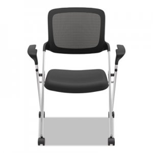 HON BSXVL314SLVR VL314 Mesh Back Nesting Chair, Black/Silver