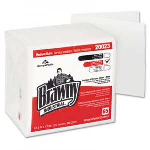 Georgia Pacific Professional GPC20023 Brawny Industrial Medium Duty DRC Wipers, Quarterfold, 12 1/2 x 13, White, 65/PK