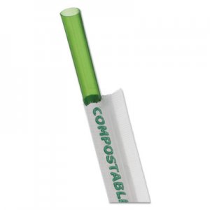 Eco-Products ECOEPST772 Wrapped Straw, 7.75", Green, 9600/Carton