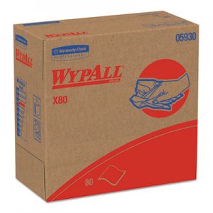 WypAll KCC05930 X80 Cloths with HYDROKNIT, 9.1 x 16.8, Red, Pop-Up Box, 80/Box, 5 Box/Carton