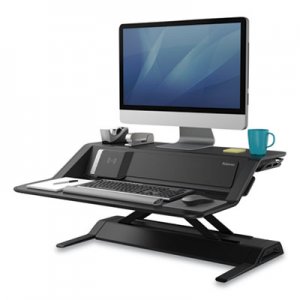 Fellowes FEL8080301 Lotus DX Sit-Stand Workstation, 32.75" x 24.25" x 5.5" to 22.5", Black
