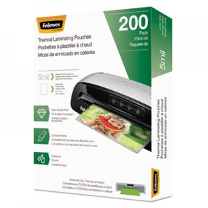 Fellowes FEL5743601 Laminating Pouches, 5 mil, 9" x 11.5", Gloss Clear, 200/Pack