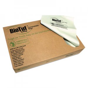 Heritage HERY6039EER01 Biotuf Compostable Can Liners, 30 gal, .88 mil, 30 x 39, Green, 150/Carton