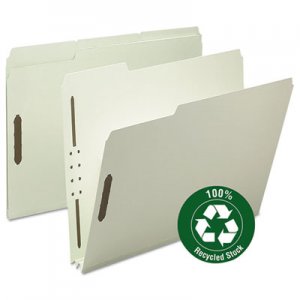 Smead SMD15004 100% Recycled Pressboard Fastener Folders, Letter Size, Gray-Green, 25/Box