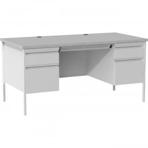 Lorell 60935 Grey Double Pedestal Steel/Laminate Desk LLR60935