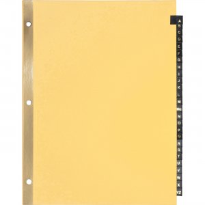Business Source 01181 A-Z Black Leather Tab Index Dividers BSN01181
