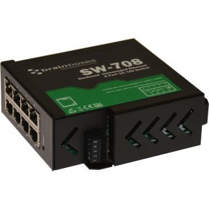 Brainboxes SW-708 Hardened Industrial Ethernet 8 Port Switch DIN Rail Mountable