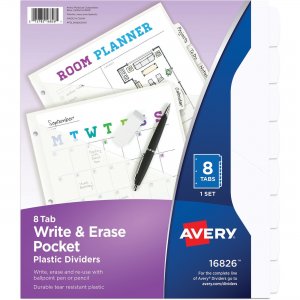 Avery 16826 Write/Erase Plastic Dividers AVE16826