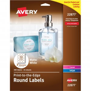 Avery 22877 Easy Peel Print-to-the-edge 2" Round Labels AVE22877