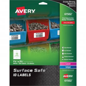 Avery 61502 Surface Safe ID Labels AVE61502